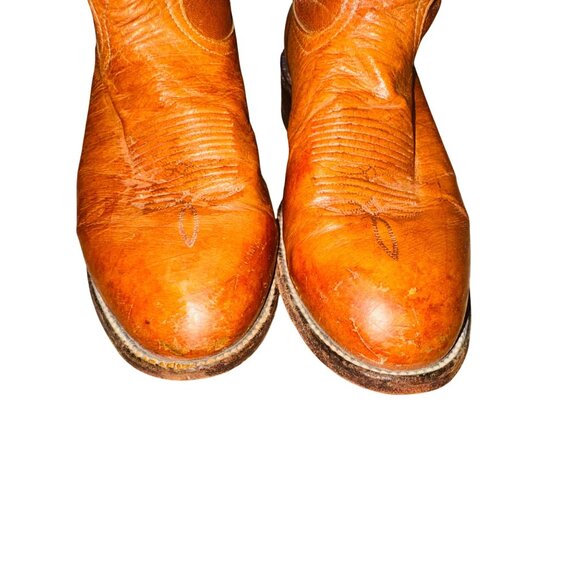 Vintage 90s Tony Lama Mens 8.5D Ostrich Cognac Leather Western Cowboy Boots main image 5